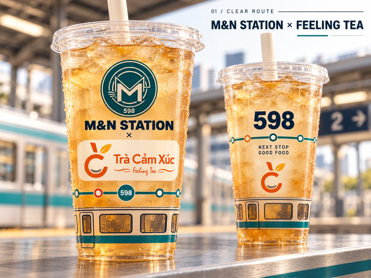 M&N Station 與 Feeling Tea 聯名車站主題冷飲杯